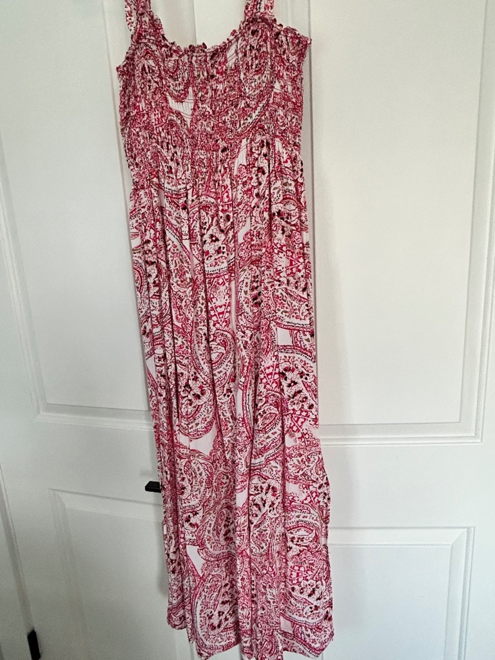 Calvin Klein Red Patterned Smocked Halter Summer Dress | Size 6